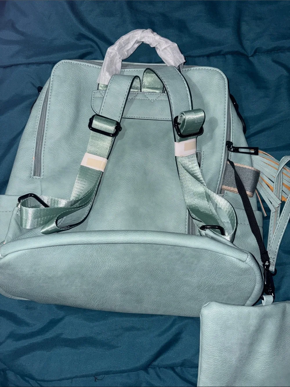NWT OPAGE Tassel Backpack Purse set  Light Blue Women’s Backpack Tassel Accent
